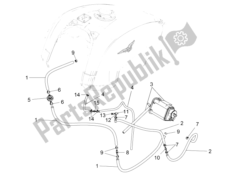 Toutes les pièces pour le Système De Récupération De Vapeur De Carburant du Moto-Guzzi California 1400 Custom ABS 2012