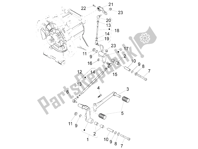 All parts for the Gear Lever of the Moto-Guzzi California 1400 Touring ABS 2012