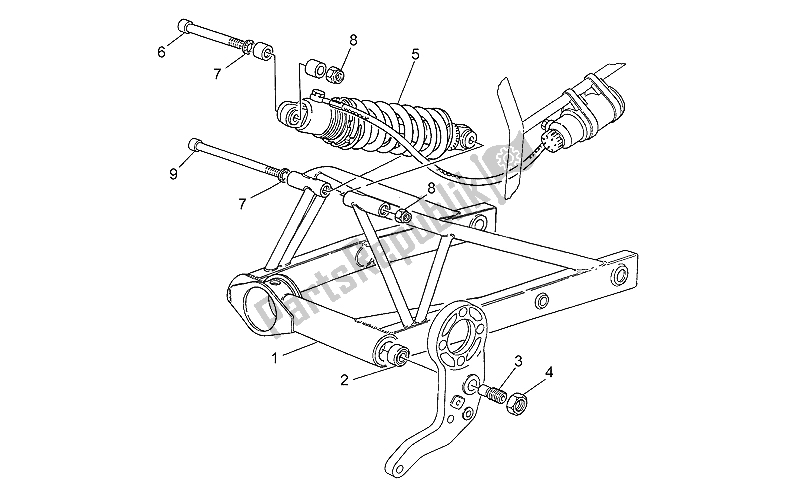 Tutte le parti per il Forcellone del Moto-Guzzi Daytona Racing 1000 1996