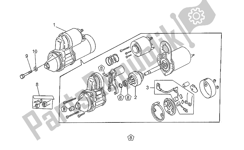 Toutes les pièces pour le Démarreur du Moto-Guzzi V 10 Centauro 1000 1997