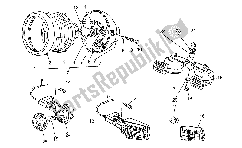 Toutes les pièces pour le Phare-corne du Moto-Guzzi GT 1000 1987