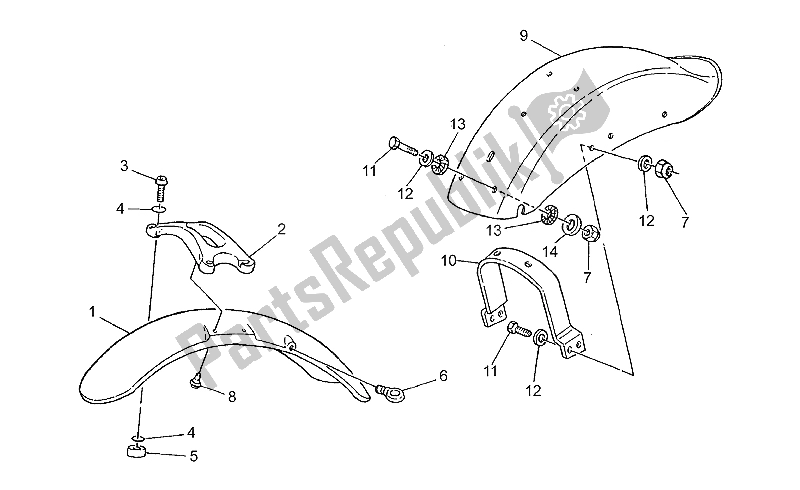 Toutes les pièces pour le Garde-boue Avant / Arrière du Moto-Guzzi Nevada Club 750 1998
