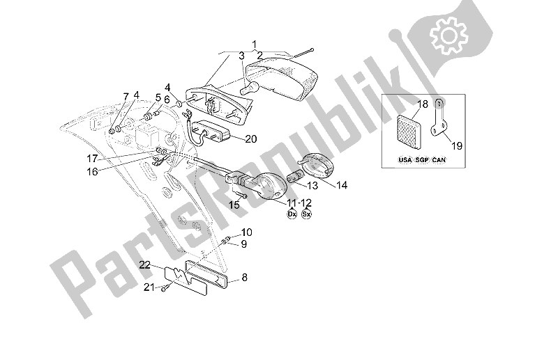 Toutes les pièces pour le Feu Arrière du Moto-Guzzi V 11 LE Mans Sport Naked 1100 2001