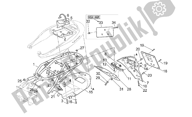 Todas las partes para Cuerpo Trasero de Moto-Guzzi V 11 Sport Mandello 1100 1999