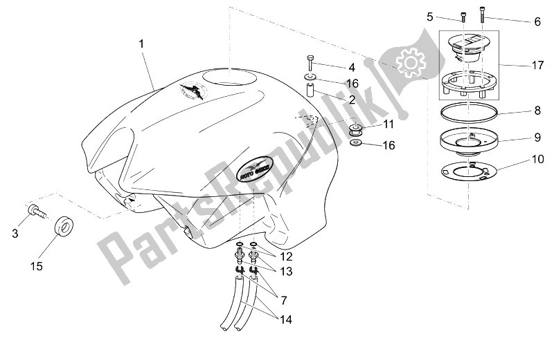 All parts for the Fuel Tank of the Moto-Guzzi Breva IE 750 2003