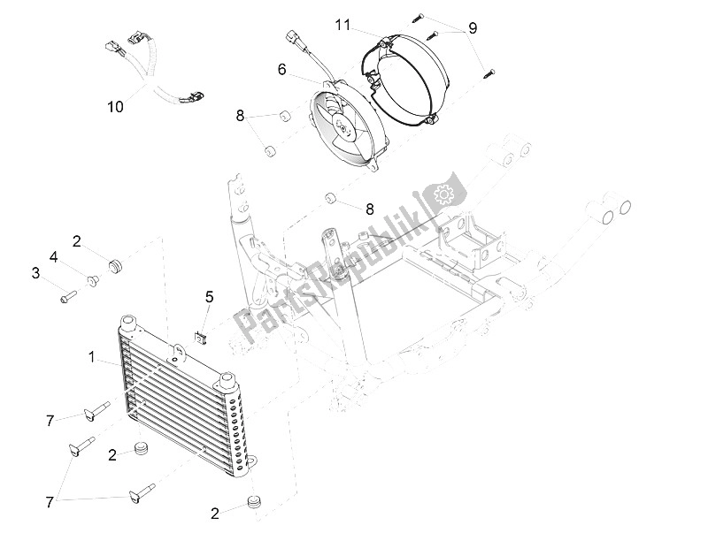 All parts for the Oil Radiator of the Moto-Guzzi Eldorado 1400 USA 2016