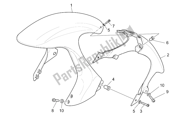 All parts for the Front Mudguard of the Moto-Guzzi V 11 LE Mans 1100 2002