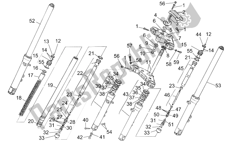 All parts for the Front Fork of the Moto-Guzzi California EV Touring PI 1100 2002