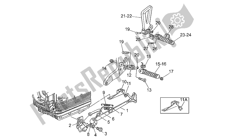 Tutte le parti per il Poggiapiedi - Supporto Laterale del Moto-Guzzi Sport Carburatori 1100 1994
