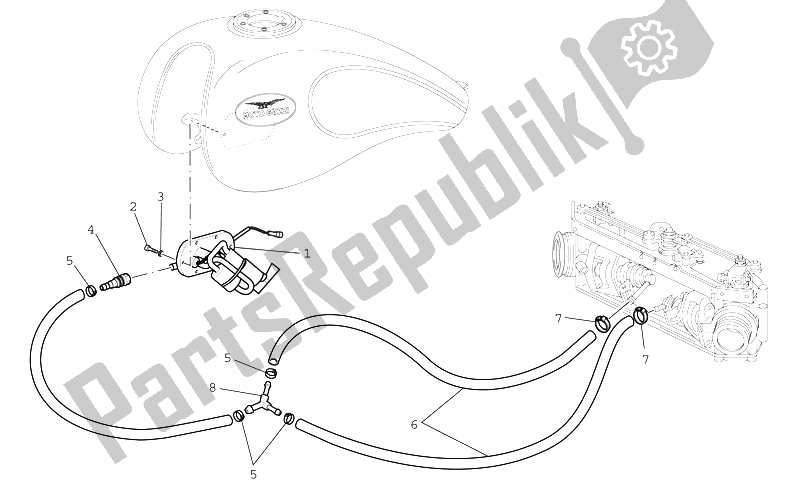 Alle onderdelen voor de Brandstoftoevoer van de Moto-Guzzi California EV PI CAT 1100 2003