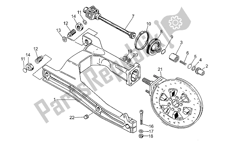 Toutes les pièces pour le Bras Oscillant du Moto-Guzzi V 75 PA Nuovo Tipo 750 1996