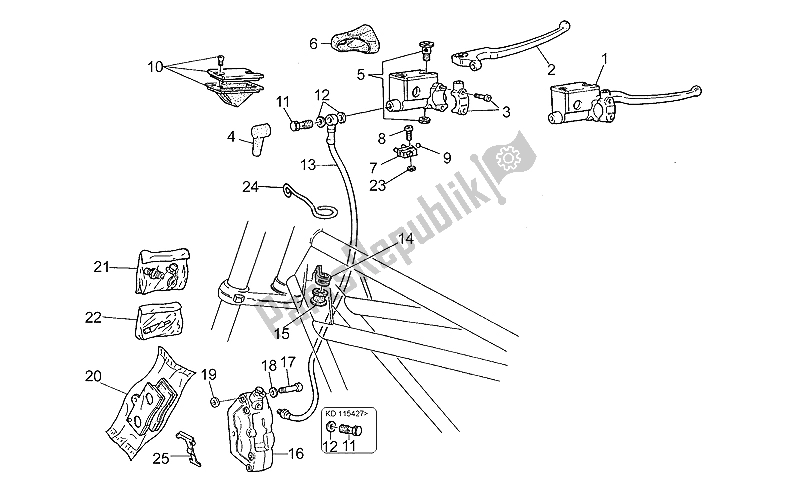 Toutes les pièces pour le Maître-cylindre Avant du Moto-Guzzi California EV V 11 USA 1100 1997