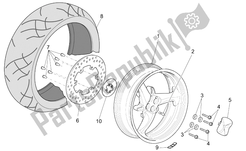 Toutes les pièces pour le Roue Arrière du Moto-Guzzi Griso V IE 850 2006