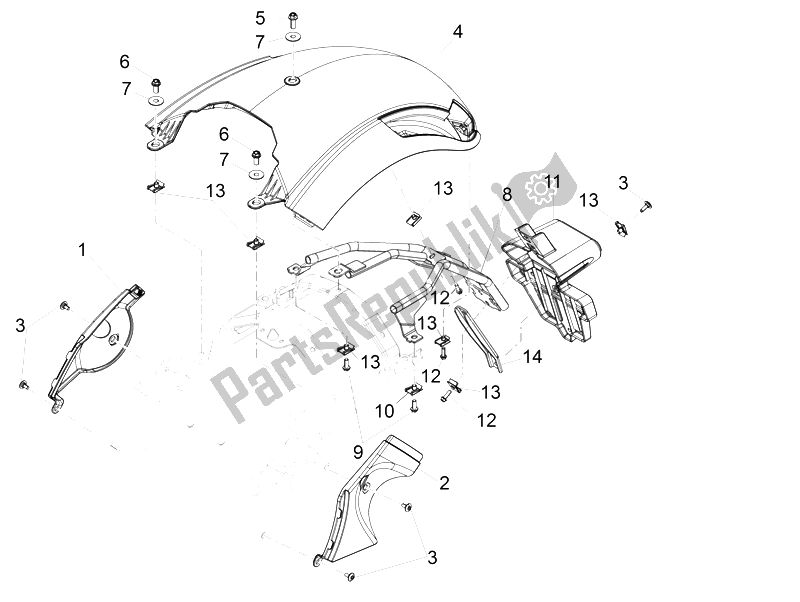 Alle onderdelen voor de Achterspatbord van de Moto-Guzzi California 1400 Touring SE ABS 2015