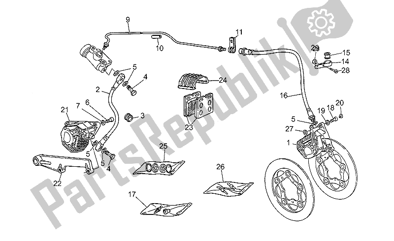 Todas las partes para Sistema De Freno Delantero Izquierdo / Trasero de Moto-Guzzi California III Iniezione 1000 1990