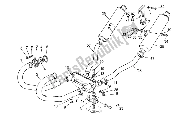 Toutes les pièces pour le Unité D'échappement du Moto-Guzzi Daytona RS 1000 1997