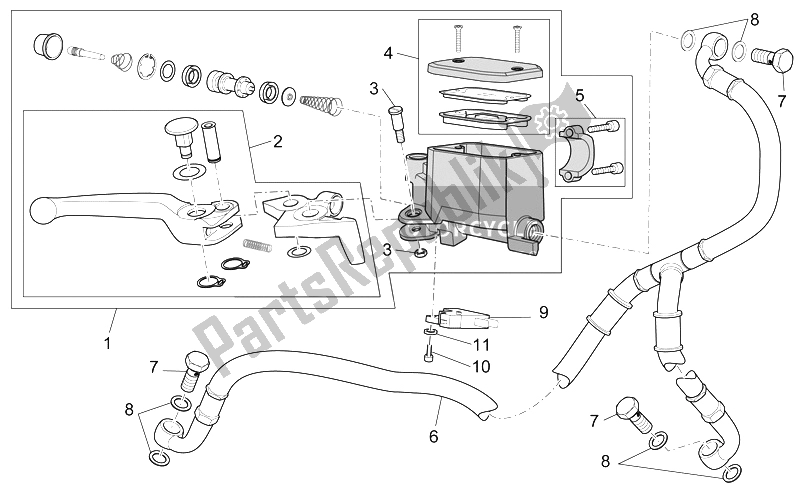 Tutte le parti per il Pompa Freno Anteriore del Moto-Guzzi 1200 Sport 8V 2008