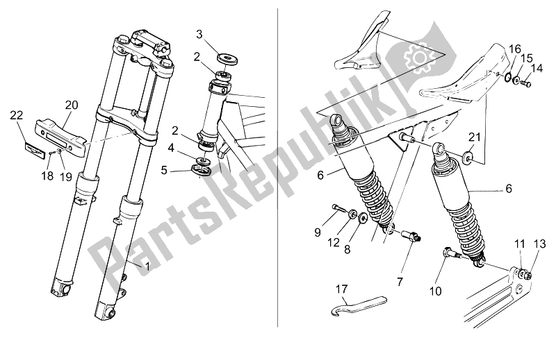 Toutes les pièces pour le F. Fourche-r. Amortisseur du Moto-Guzzi Nevada Base Club 750 2002