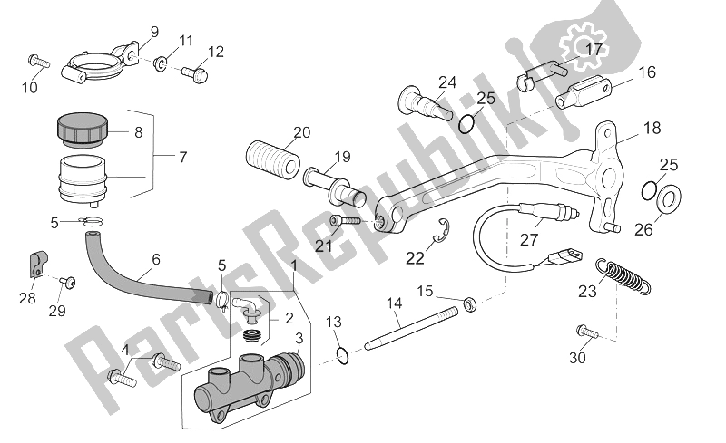 Tutte le parti per il Pompa Freno Posteriore del Moto-Guzzi 1200 Sport 8V 2008