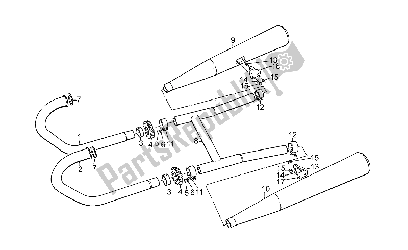 All parts for the Exhaust Unit of the Moto-Guzzi 850 T5 Polizia Vecchiotipo 1985