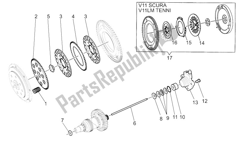 Toutes les pièces pour le Embrayage du Moto-Guzzi V 11 LE Mans Sport Naked 1100 2001