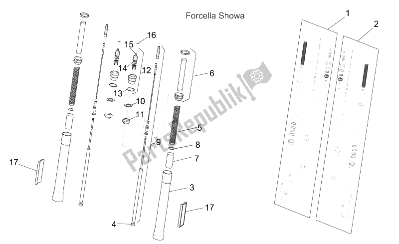 Toutes les pièces pour le Fourche Avant du Moto-Guzzi Griso V IE 1100 2005