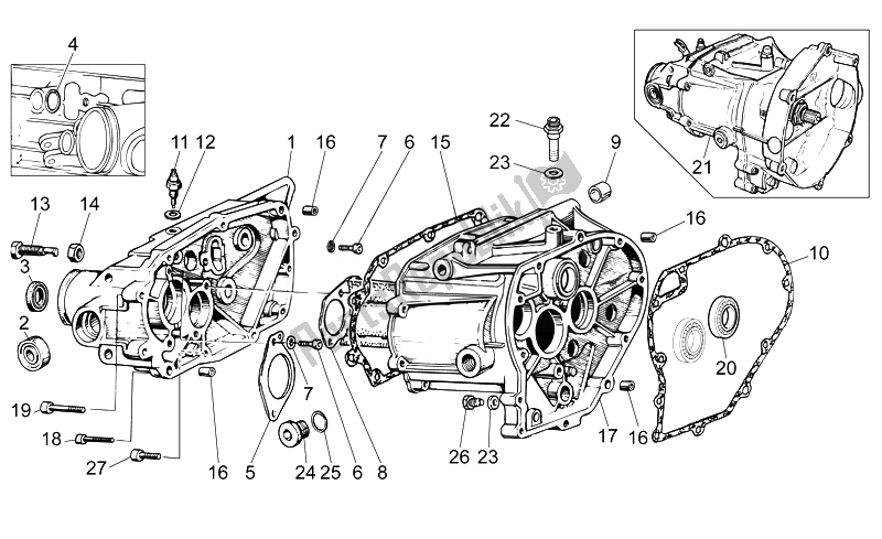 All parts for the Transmission Cage of the Moto-Guzzi V7 Stone 750 2014