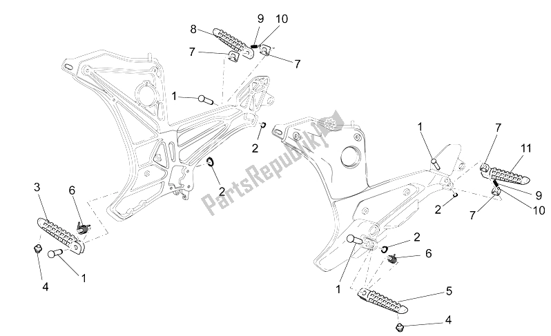 Tutte le parti per il Poggiapiedi I del Moto-Guzzi 1200 Sport 8V 2008