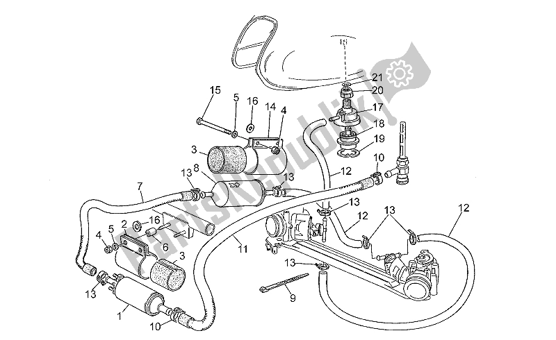 All parts for the Fuel Supply of the Moto-Guzzi Sport Corsa 1100 1998