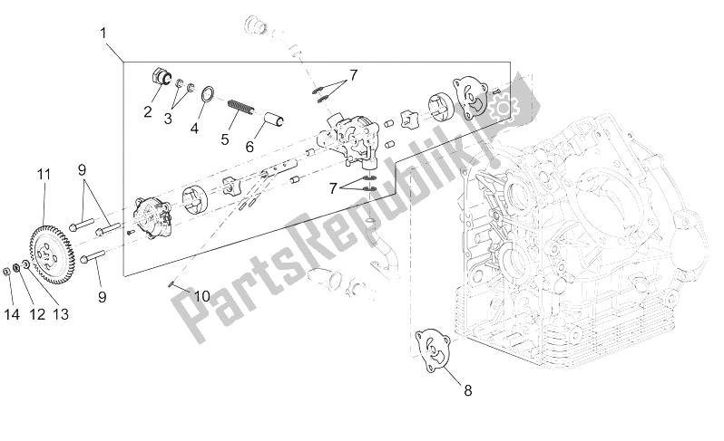 All parts for the Oil Pump of the Moto-Guzzi 1200 Sport 8V 2008