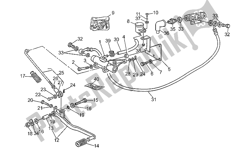 All parts for the Rear Master Cylinder of the Moto-Guzzi 850 T5 Polizia CC PA NC 1995