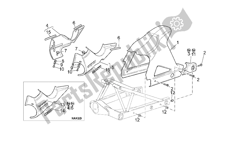 Todas las partes para Cuerpo Trasero de Moto-Guzzi V 11 LE Mans Sport Naked 1100 2001