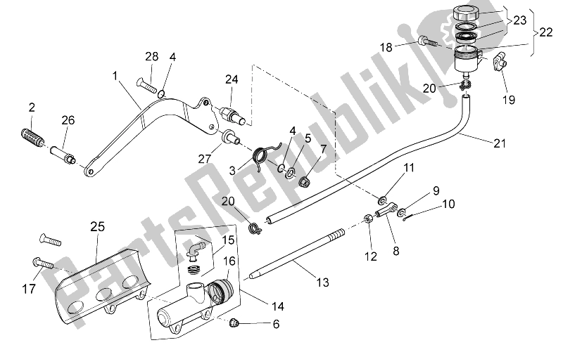 Alle onderdelen voor de Achterste Hoofdcilinder van de Moto-Guzzi V7 II Special ABS 750 2015