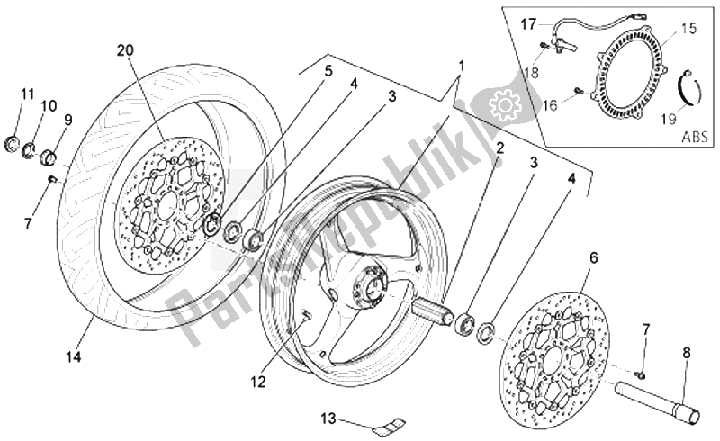 All parts for the Front Wheel of the Moto-Guzzi Norge Polizia Berlino 850 2008