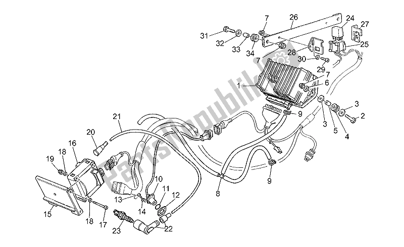 Alle onderdelen voor de Ontstekingseenheid van de Moto-Guzzi Sport Carburatori 1100 1994