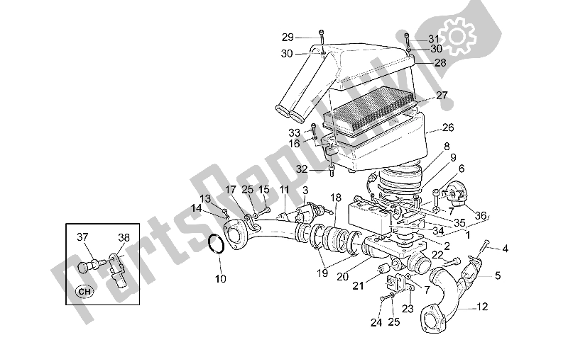 Toutes les pièces pour le Corps De Papillon du Moto-Guzzi Quota ES 1100 1998