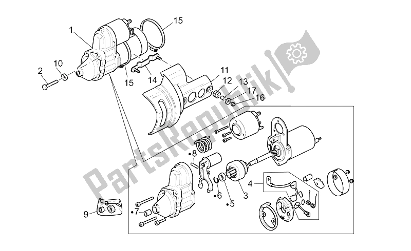 All parts for the Starter Motor of the Moto-Guzzi V 11 CAT 1100 2003
