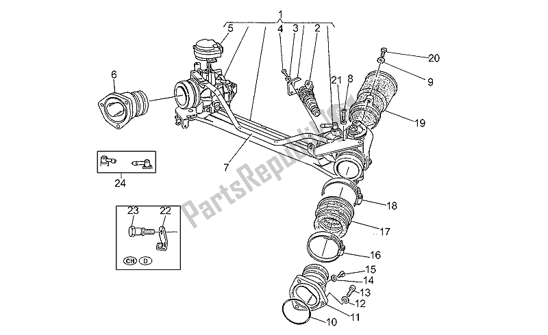 Toutes les pièces pour le Corps De Papillon du Moto-Guzzi V 10 Centauro 1000 1997