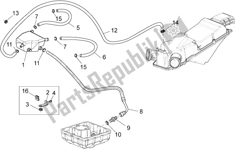 All parts for the Blow-by System of the Moto-Guzzi Stelvio 1200 NTX ABS 2009