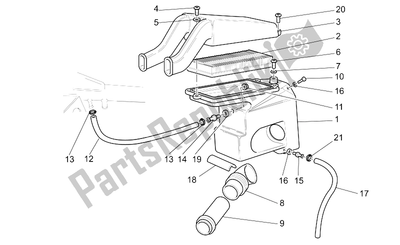 Tutte le parti per il Air Box del Moto-Guzzi California EV Touring PI 1100 2002