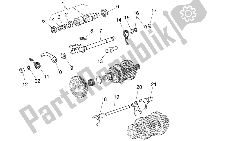 All parts for the Gear Box Selector of the Moto-Guzzi Norge 850 2007