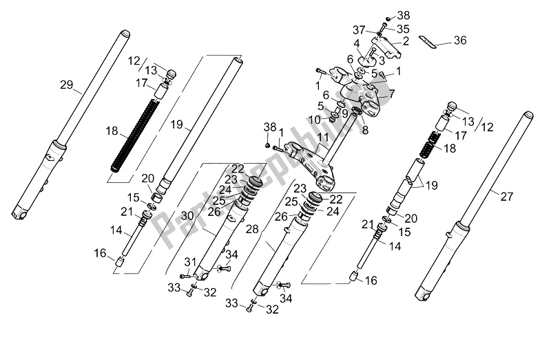 All parts for the Front Fork of the Moto-Guzzi California Special Sport AL PI 1100 2002