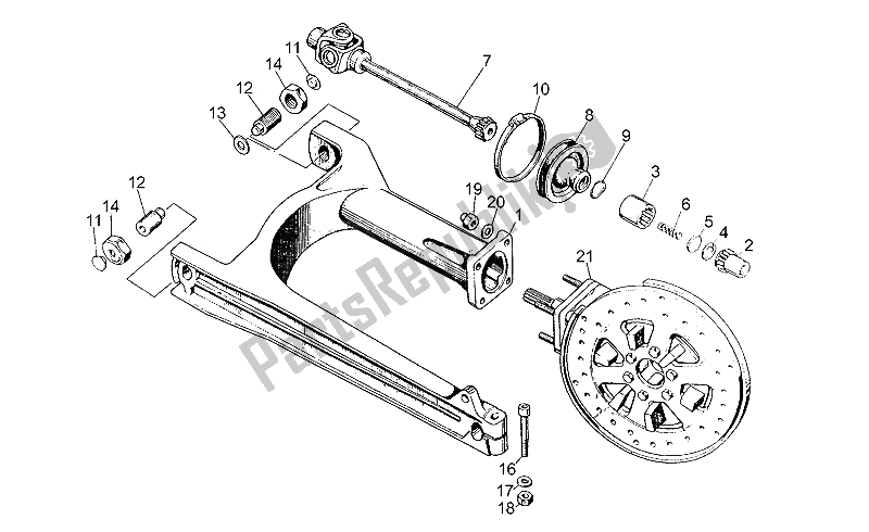 Toutes les pièces pour le Bras Oscillant du Moto-Guzzi V 35 III 350 1985