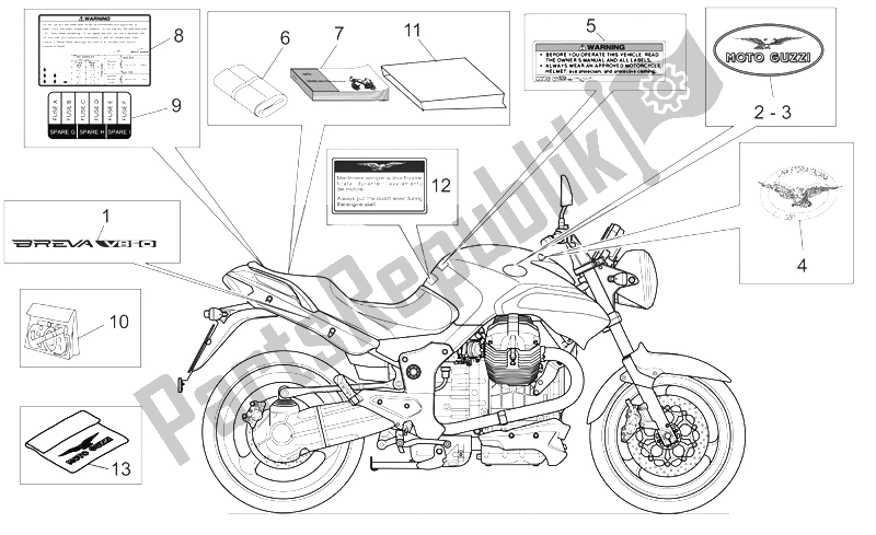 Toutes les pièces pour le Assiette Set-decal-op. Handbooks du Moto-Guzzi Breva V IE 850 2006