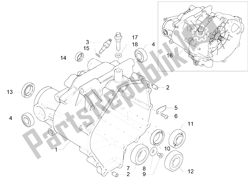 Alle onderdelen voor de Transmissie Kooi van de Moto-Guzzi V7 II Special ABS 750 2015