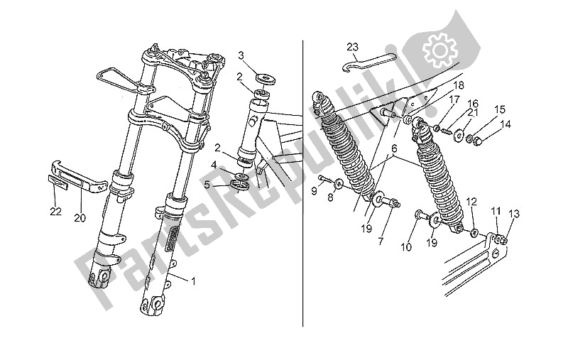 All parts for the F. Fork-r. Shock Absorber of the Moto-Guzzi Nevada 750 1993