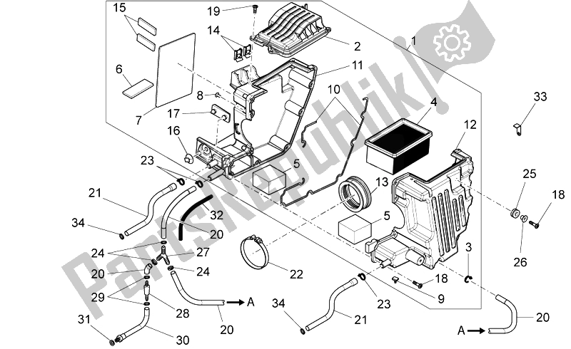 Tutte le parti per il Air Box del Moto-Guzzi V7 Stone 750 2014