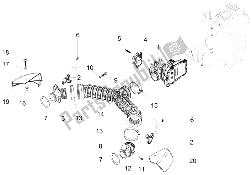 Alle onderdelen voor de Gasklephuis van de Moto-Guzzi V7 II Special ABS 750 2015