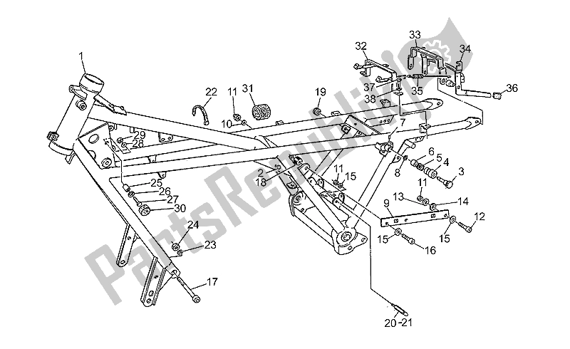 All parts for the Frame of the Moto-Guzzi 850 T5 Polizia CC PA NC 1995