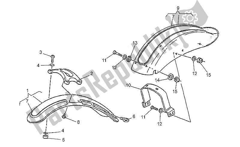 All parts for the Front/rear Mudguards of the Moto-Guzzi Nevada 750 1993
